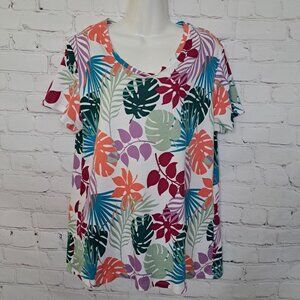 Croft & Barrow Floral Short Sleeve T Shirt Size Large